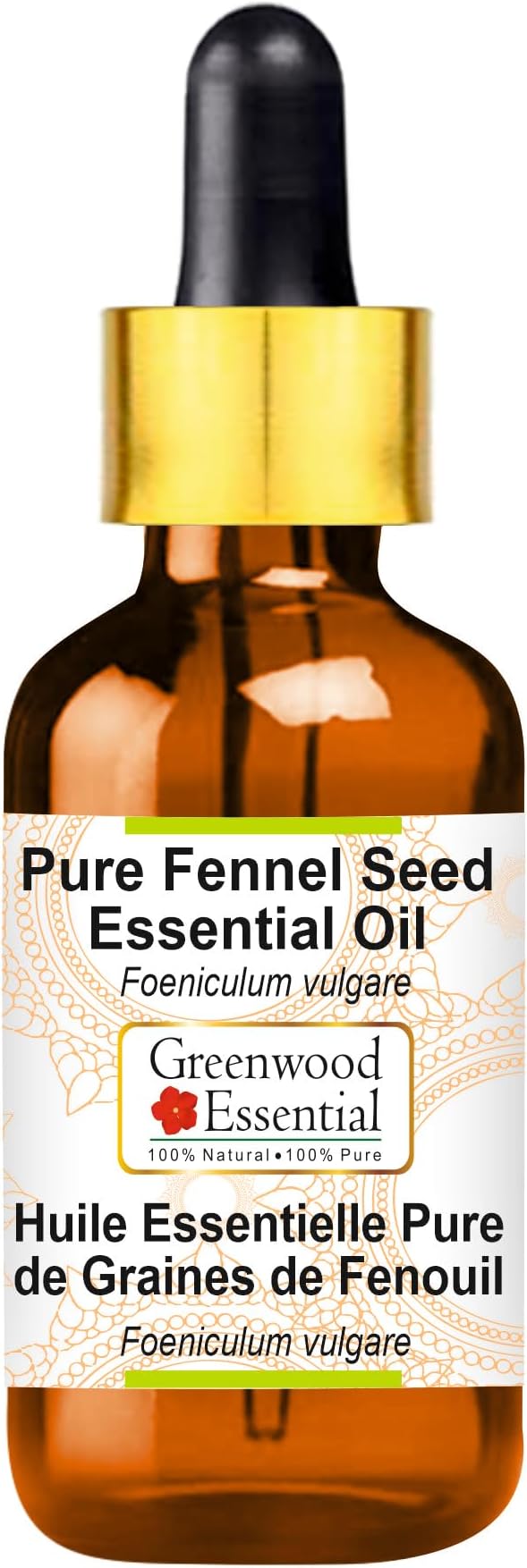Greenwood Essential Pure Fennel Seed Essential Oil (Foeniculum vulgare) with Glass Dropper Steam Distilled 50ml (1.69 oz)