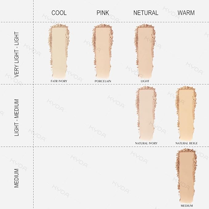 KYDA Mineral Powder, SPF 35, 4-in-1 Mineral Pressed Powder Foundation with Concealer and Setting, Matte Weightless Pressed Foundation, Light to Medium Coverage, #PORCELAIN