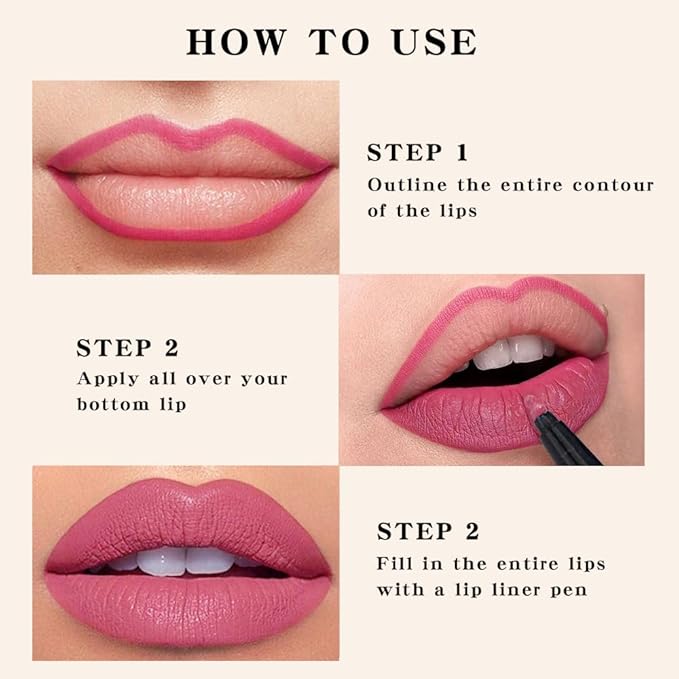 Kaely Dusty Pink Longwear Liquid Lip Liner Waterproof, 24 Hour Long Lasting Lip Liner Stain Marker Pen, 2-in-1 Matte Semi Permanent Lipliner & Lipstick, Vegan & Cruelty-Free, 10