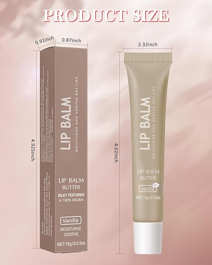 Lip Balm Butter Vanilla,Hydrating Tinted Butter Lip Gloss,Clear Lip Mask Lip Care Moisturizer,Lip Treatment Balm,Non-Sticky Glow Reviver Fat Lip Oil Lipgloss,Christmas Makeup Gift for Women-01