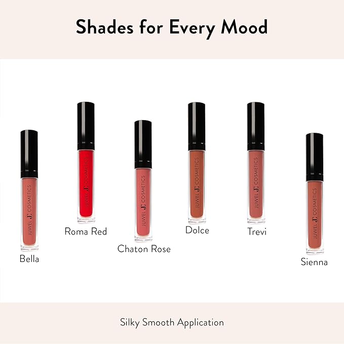 Juwel Cosmetics Liquid Lipstick for Women, High Pigment Long Lasting Lipstick, Lightweight Creamy Finish, Transfer-Proof Mineral-Based Nourishing Formula, Cruelty-Free & Lead-Free Lip Color, Sienna