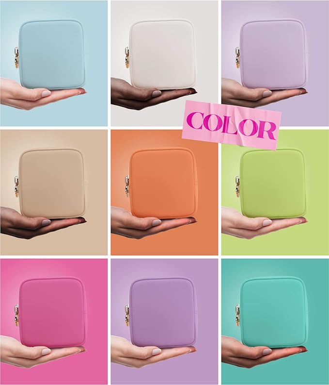 Embla Makeup Bag Travel Cosmetics Pouch and Toiletry Bag, Nylon Zipper Pouch Purse, Cute Make Up Organizer Storage Tote for Women Girls, Waterproof Travel Skincare Case, Small Makeup Bags,Grape