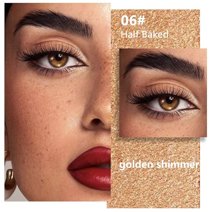 Kaely Pressed Single Eyeshadow Makeup, Golden Shimmer Highly Pigmented Monochrome Eye Shadow Palette, Waterproof Neutral Powder Mini Eyeshadow, sombras para ojos, Lightweight Blendable, 06
