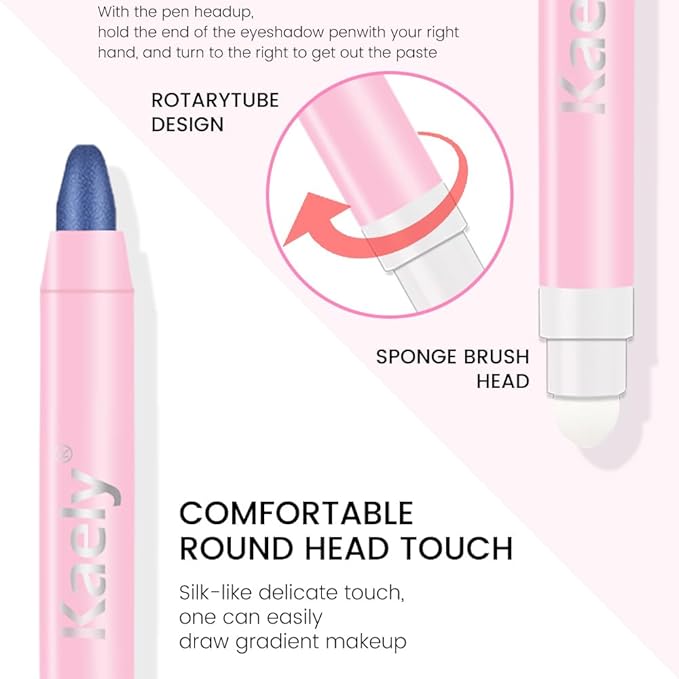 evpct 1Pcs Midnight Blue Shimmer Cream Eye Shadow Brightener Sticks for Eyes Waterproof Pigmented, Double Ended Cream Eyeshadow Stick Pencil Pen with Applicator, Eye Shadow Palette Highlighter Makeup