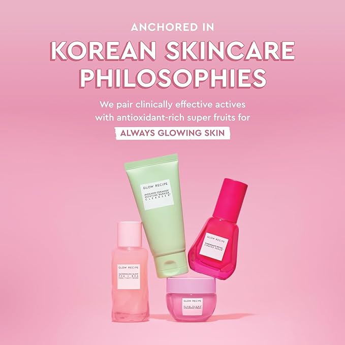 Glow Recipe Glass Skin Hydration Travel Size Korean Skincare Set - Includes Mini Cloudberry Facial Toner, Strawberry Blur Drops, Blackberry Retinol Serum & Pink Juice Moisturizer (4 Count)