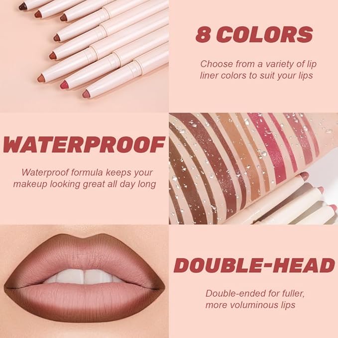 Plump Matte Crayon Lip Liner Pencil, Espresso Martini Lipstick Lip Liners for Women, 24 Hour Long-Lasting Lip Gloss Makeup, With Silicone Smudger for Define Contours & Sculpting Lip, 07