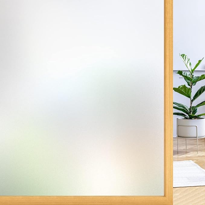 rabbitgoo Window Privacy Film, Frosted Glass Window Clings, Static Cling UV Heat Blocking Door Stickers for Home Bathroom, Removable Indoor Decal Coverings Day and Night, Pure, 11.8 x 78.7 Inches