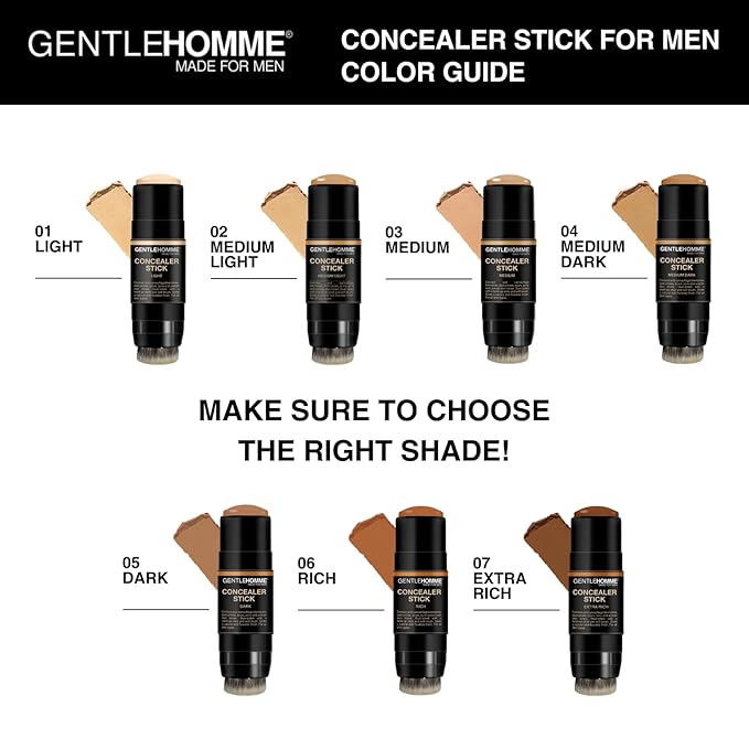 Concealer Stick with Brush for Men - Eraser Dark Circles - Men’s Multi-Use Concealer - Dual Sided Full Coverage with Soft Brush - Buildable Coverage Makeup - All Skin Types - (Medium)