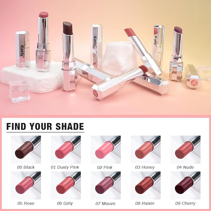 Kaely 2Pcs Honey Lipstick Tinted Lip Balm, Hydrating Shine Lipstick for Women Dry Lips, Moisturizing Nourishing Glossy Lip Gloss Stain Makeup, Sheer Lightweight, Vegan, 00+08 Raisin