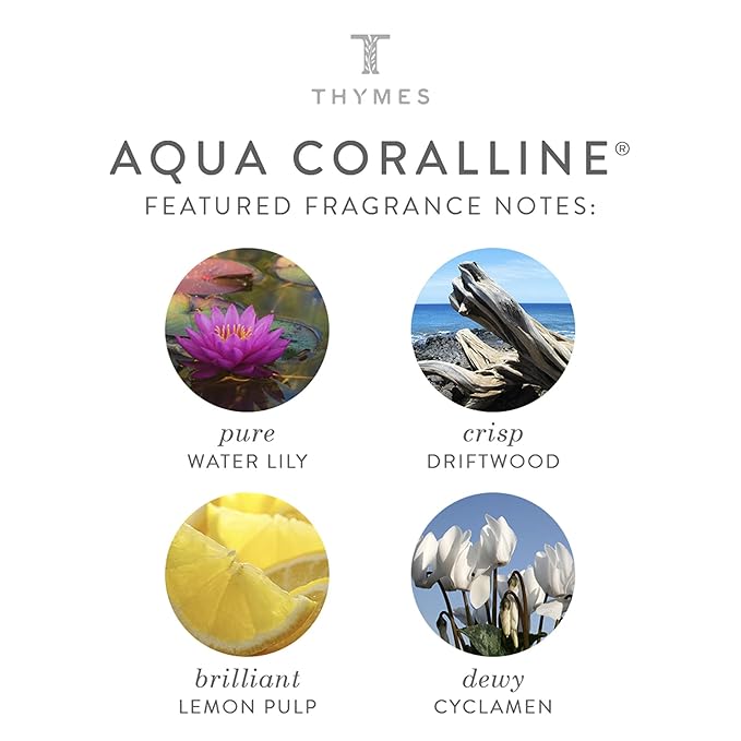 Thymes Moisturizing Body Wash with Pump - Body Soap - Bath Products - Skin Care - Liquid Soap with Notes of Water Lily, White Cyclamen, Driftwood, Yuzu, & Bamboo (Aqua Coralline, 9.25 fl oz)