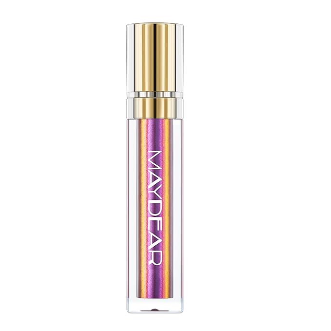 Maydear Chameleon Lipstick, High Pigmented Pink Lipstick for Women Metallic Shine Lip Gloss, Full-Coverage Multichrome Long Lasting Rainbow Lip Makeup, Fuchsia(01)