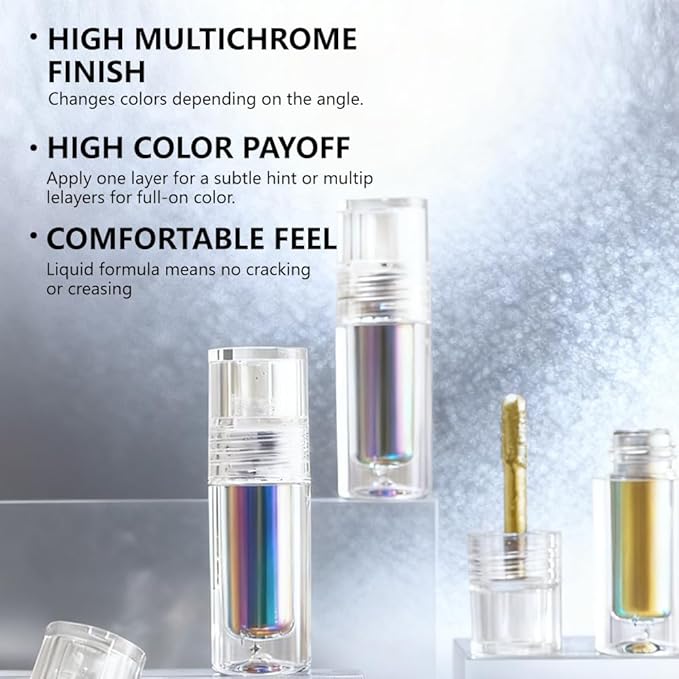 evpct Royal Blue Duochrome Chameleon Liquid Eyeshadow, Multichrome Metallic Glitter Liquid Eye Shadow Makeup for Women, Waterproof Multi Color Shifting High Pigment Holographic Iridescent Eyeshadow