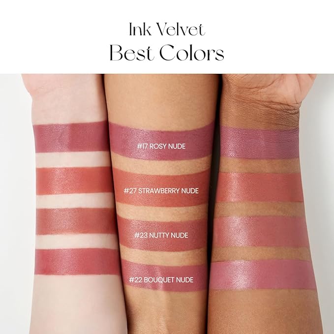 Peripera Ink the Velvet Lip Tint - High Pigment Color, Longwear, Weightless, Not Animal Tested, Gluten-Free, Paraben-Free (027 STRAWBERRY NUDE)