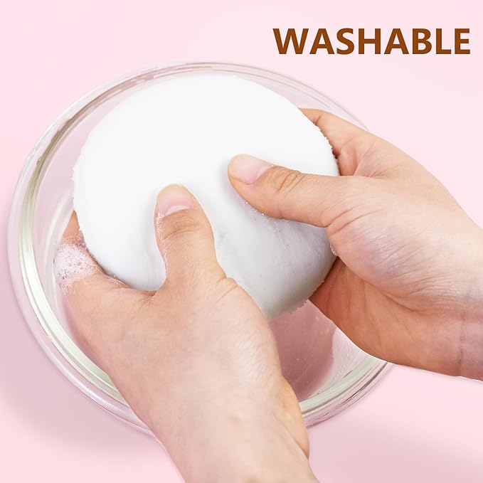 3 Pack Extra Large Body Powder Puff and Container, Soft Cotton Powder Puffs 4.13 Inch Dusting Powder Container with Puff Washable Round Powder Puffs for Woman Baby Body Face Loose Dusting Powde