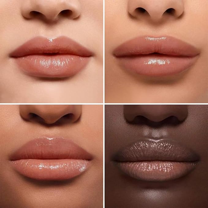2Pcs Nude Brown Honey Tinted Lip Stain Lip Balm Lip Gloss Lipstick, Sheer Hydrating Lip Stains Tint, Moisturizing Lip Color for All Skin Tones, Nourishing Lip Balm with Natural Black Cherry