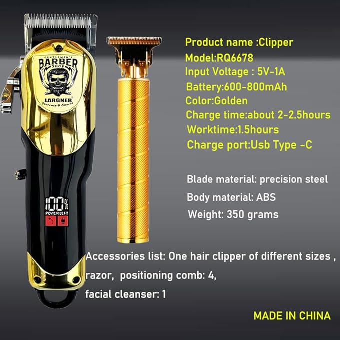 Hair Clippers for Men Professional, Cordless Beard Trimmer & Electric Razor Shavers for Men, Rechargeable 3 Piece Barber Hair Cutting Kit LED Display Men's Grooming Kit