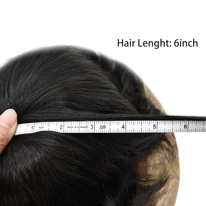 FACE MIRACLE Hair System for Men French Lace Mens Toupee Human Hair Replacement System Lace with PU Toupee for Men Male Hair Piece Wigs 7"X10" 1#JET BLACK