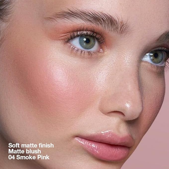 Single Dusty Rose Pink Matte Powder Blush Palette Face Makeup, Blush for Looks Younger Cheeks, Monochrome Cream Blushes Lightweight Long Lasting, Blush for Women All Skin Tones Paleta de, 04