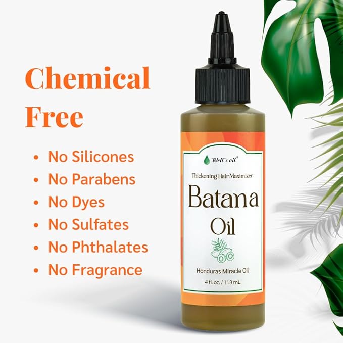 Well's Oil Batana Oil | 4 fl. oz. | 100% Natural Organic Raw Batana from Honduras | Dr. Sebi Approved | Strengthens, Hydrates & Nourishes | For All Hair Types (4 fl. oz. / 118 ml)