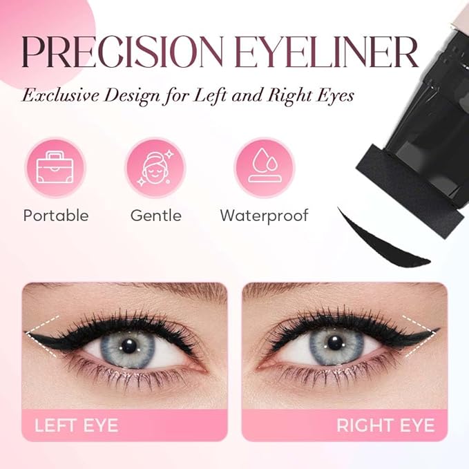 Gel Eyeliner Pencil Set, 2026 New Foldable Eyeliner Stamp for Perfect Wings, Waterproof Eyeliners Tool, Smudge Proof Eyeliners Pen for Beginners (Black+Brown)