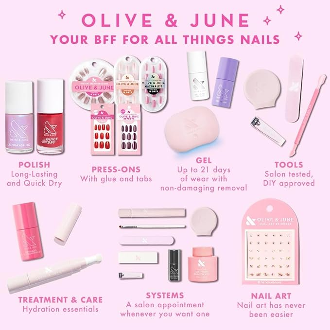 Olive & June Long Lasting Nail Polish | Gel-Like Finish No Lamp Needed | Lasts up to 10 days | Salon-Quality Color at Home |15-Free Vegan Cruelty-Free Chip-Resistant Shine |Bold & Unshaken Bold Purple