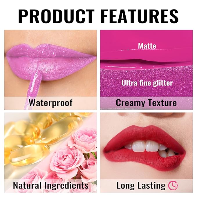 Oulac Matte Liquid Red Lipstick for Women, Orange Tone Red Long Lasting Lipstick, Waterproof Lip Stain, No Transfer, Creamy High Pigmented Formula with Vitamin E, Vegan & Cruelty-Free M21