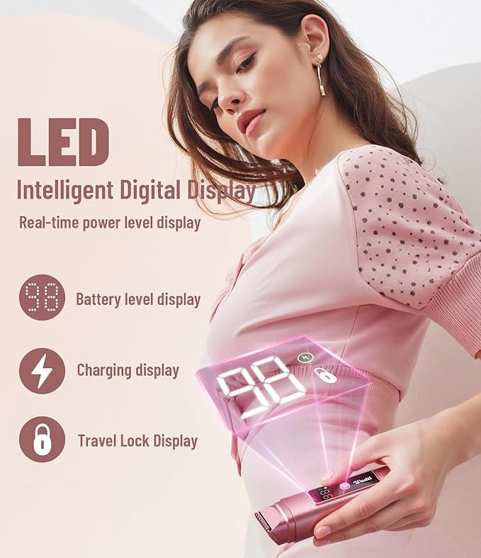 Electric Bikini Trimmer for Women: Razor & Shaver with Dual Heads for Body Pubic Hair, IPX7 Waterproof with LED Display - Rechargeable Lady Trimmer for Underarm Body Leg Face-Coral Pink