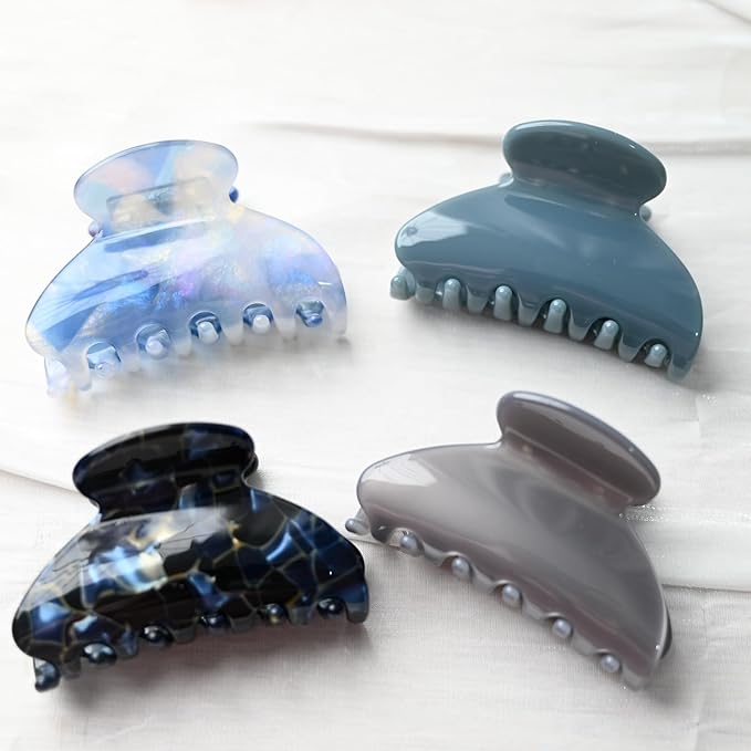 Handmade Celluloid Acetate French Design Barrettes Tortoise Shell Claws Hair Claw Luxury Fashion Accessories Hair Clip for Women (silver grey)