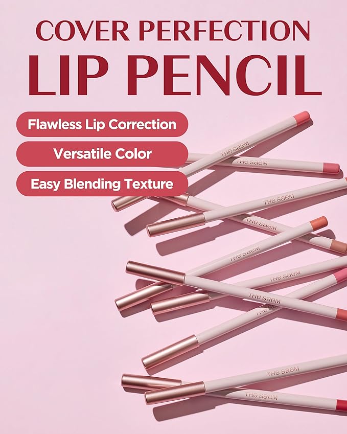 THESAEM Cover Perfection Lip Pencil - Slim, Easy-Blend & Overlip Makeup, Creamy Matte Lip Liner, Long-Lasting with Built-In Sharpener (10 Urbane)