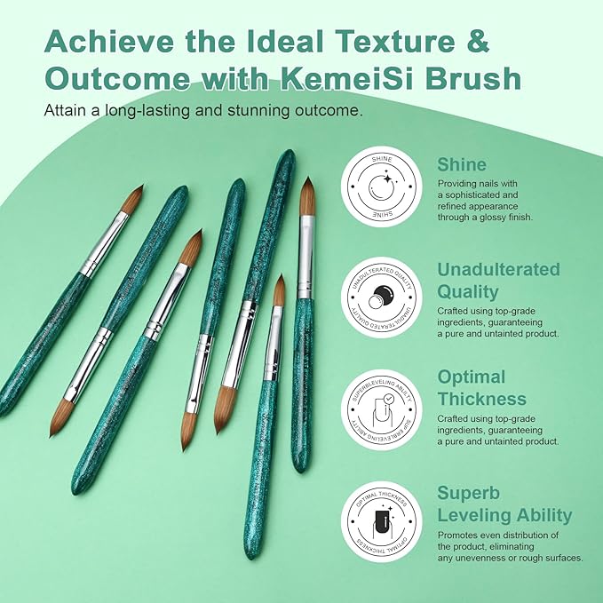 Acrylic Nail Brush Size #18, 100% Pure Kolinsky Nail Art Brushes for Acrylic Application, Sturdy Starry Handle Oval Shaped Nail Design Tools for Professional Manicure DIY, Green