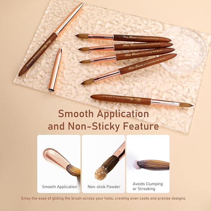 Acrylic Nail Art Brush Size 14, 100% Pure Kolinsky Hair Oval Nail Brush for Acrylic Application, Professional Nail Extension Manicure Tool Wooden Handle Nail Drawing Pen for DIY Home Salon