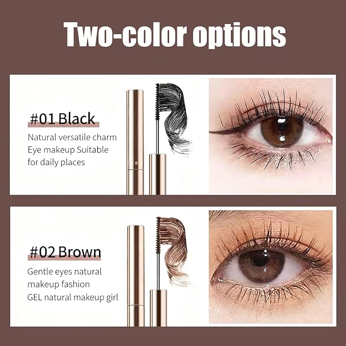 Ultra-Slim Brush Tubing Mascara for Mature Lashes – Waterproof Volume + Length for Fine Short Lower Lashes, Hypoallergenic Smudge-Proof Formula, Older Women Sensitive Eyes Friendly (Brown)