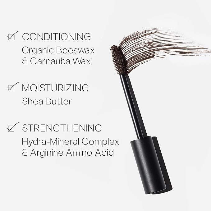 Saie Mascara 101 - Lash Lengthening Mascara for Thick, Bold, Lifted Lashes - Buildable Eye Makeup Formulated to Strengthen and Condition with Rich Nutrients - Brown (0.31 oz)