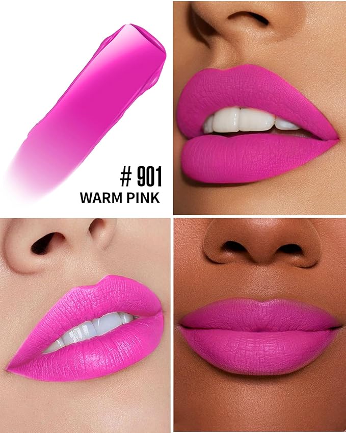 Pink Lipstick Matte Liquid Lipstick Long Lasting for Women Smudgeproof Lipsticks Color Stay Hot Pink Lipsticks Vegan Cruelty-Free Lip Gloss(901 Cool Pink)