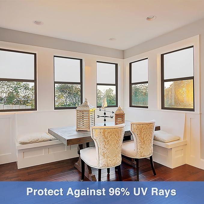 Volcanics Frosted Glass Window Privacy Film with Installation Tools, Removable Static Cling Bathroom Window Film, Heat Control UV Blocking, Peep-Proof, Ideal for Home Office 17.5 x 78.7 Inches
