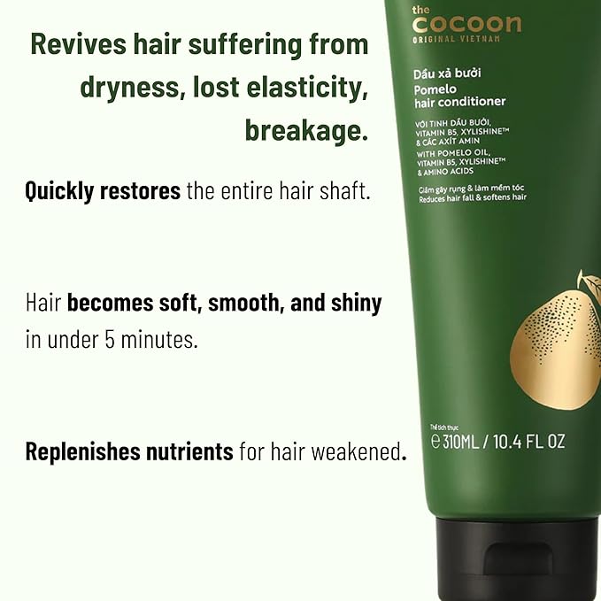 Cocoon Pomelo Shampoo & Conditioner Bundle - Anti Hair Loss, Natural, Sulfate free | For Thinning, Damaged, Color Treated Hair | Reduce Fall & Soften Strands (10.5 fl oz each)