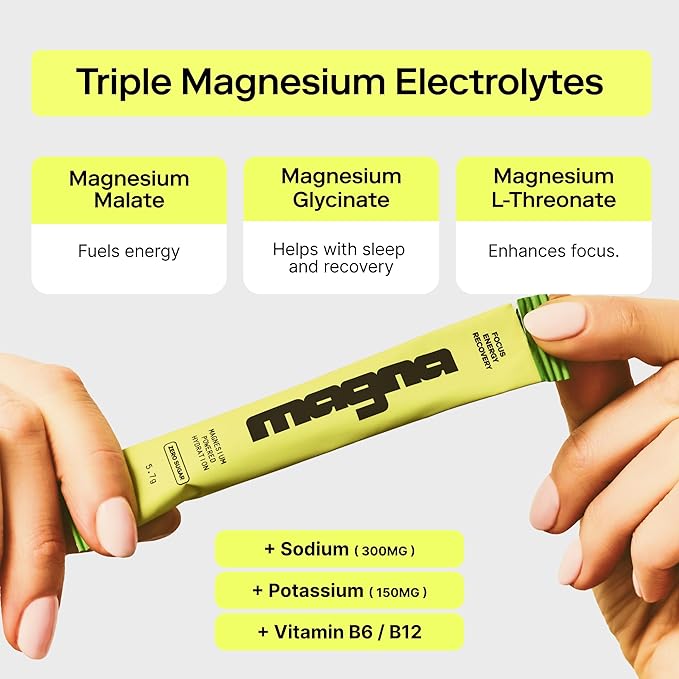 MAGNA Electrolytes Powder Drink Mix for Hydration, Energy & Focus Support with Magnesium L Threonate, Sodium, Potassium, Vitamin D, B6 & B12, Sugar Free, Variety Pack, 7 Servings