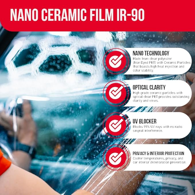 United Ultra Ceramic Window Tint 2PLY Nano Ceramic Film 35% 24Inch (Width) x 100Feet/Roll with High Heat Rejection 80-95% IRR - Car Window Tint Blocks UV/IR Rays Color Stability Adhesive Film