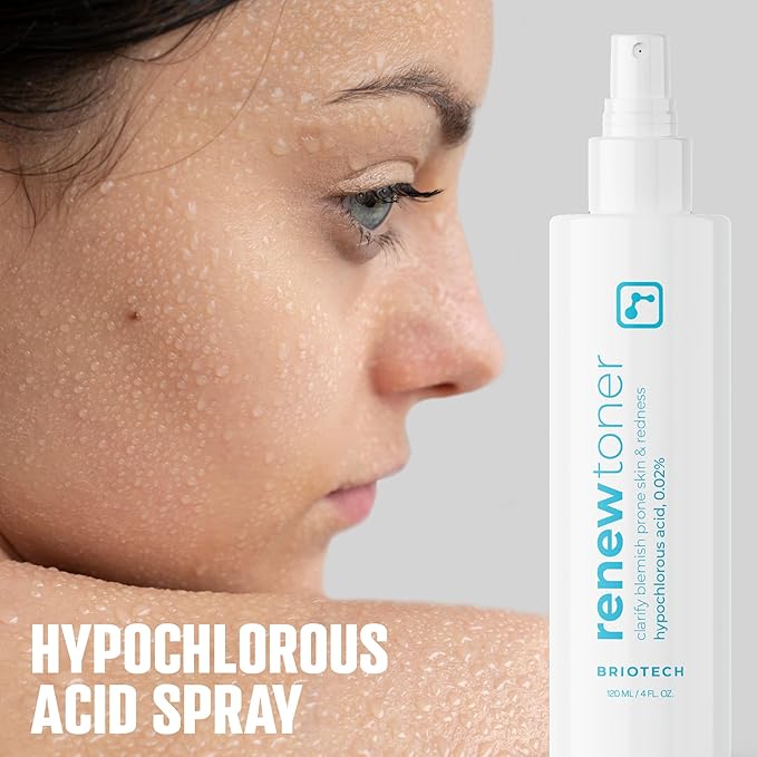 BRIOTECH Renew Toner, Hypochlorous Acid Spray, Minimize Appearance of Blemishes, Soothing Facial Mist for Sensitive Skin, Calm Redness & Bumps, Vegan, 4 fl oz (2 Pack)