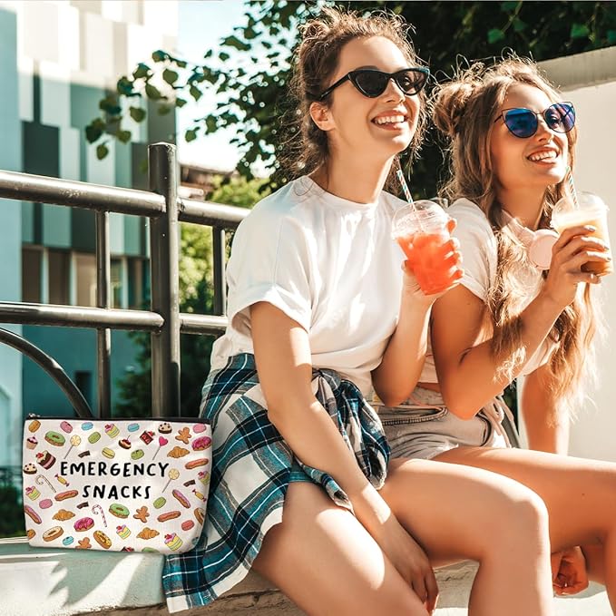 Snack Bags, Emergency Food Bag for Women Girls Trip Gifts Favors Travel Bags for Girls Friends Graduation Gifts for Besties Best Friend BFF Emergency Snacks Makeup Bag, Christmas Birthday Gift