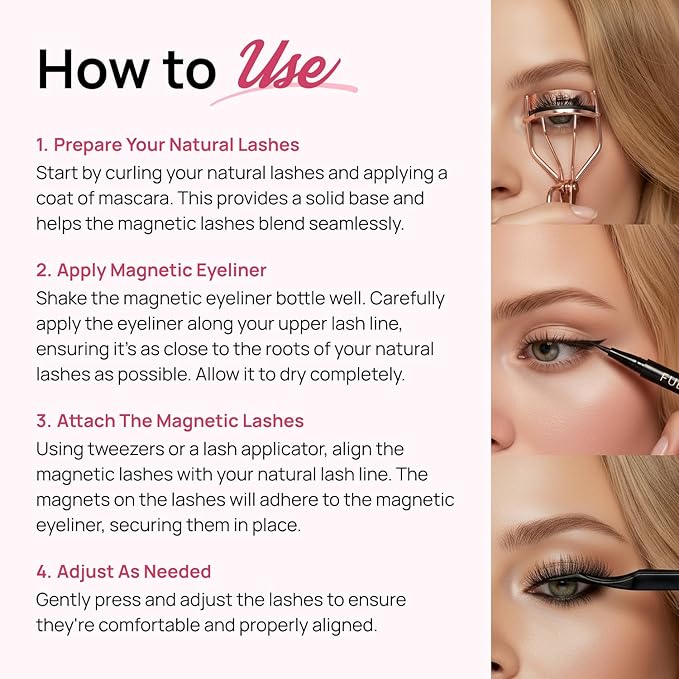 Full Out Glam Magnetic Eyelashes and Eyeliner Kit - Contains 3 Styles of Reusable Magnetic Lashes, LashMate Applicator, BackSpot Liner - Easy to Wear, No Glue Needed, Performance Gift Set