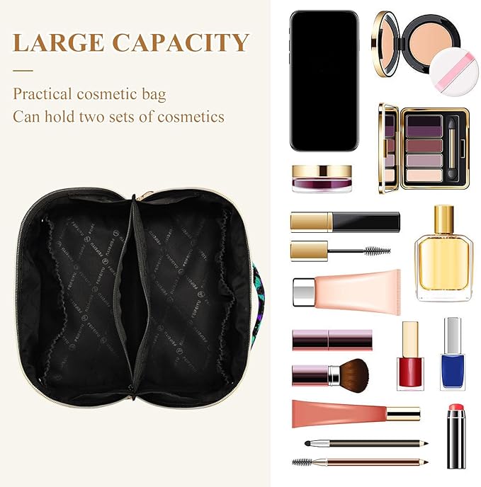Makeup Organizer Bag, Halloween Luminous Bats Travel Makeup Bags Makeup Vanity Case Large Capacity Rhombus Cosmetic Toiletry Bag for Girl Women Ladies