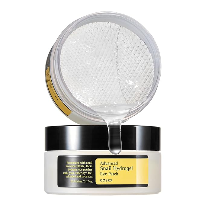COSRX Advanced Snail Hydrogel Eye Patch (60pc), Gel Serum Mask, Puffy Undereye Treament, Fine Lines, Refresh, Hydrate, Korean Skin Care, Stocking Stuffers for Women