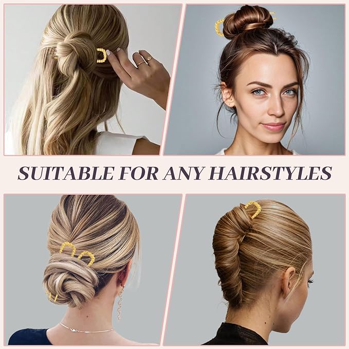 2PCS 5.5Inch French Hair Pins Large U-Shaped Pins for Women and Girls Fashion Metal Hair Pin French Twist Hair Pins for Buns, Updos,Stylish and Functional(set4-gold)