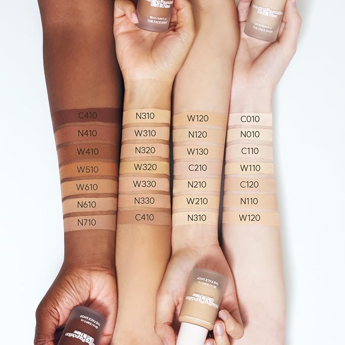 THE FACE SHOP Ink Lasting Liquid Foundation, Full Coverage, 72‑Hour Wear Semi‑Matte Finish, Makeup with Bakuchiol, C410 Gingerbread, 0.84 Fl. Oz.