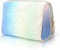 Aosbos Travel Size Cosmetic Bag Cute Makeup Bag Makeup Pouch for Women Travel Essentials Cosmetic Pouch Organizer Purse, Gradient White Blue