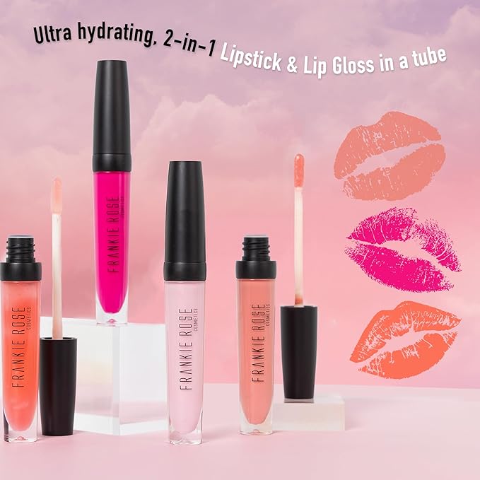 Frankie Rose Cosmetics Lip Gloss | Non-Sticky Formula, Long Lasting Gloss Shimmer, Bold Pigment & Hydrating Gloss of Lips, Crushed Berries Glossy Lip Gloss, 20g