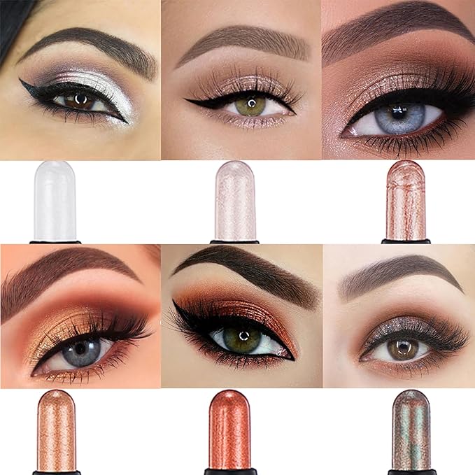 White Shimmer Dual Ended Eyeshadow Stick 12 Colors Matte and Shimmer Waterproof Long Lasting Creamy Eyeshadow Pencil for Smokey Eye Natural Everyday Makeup