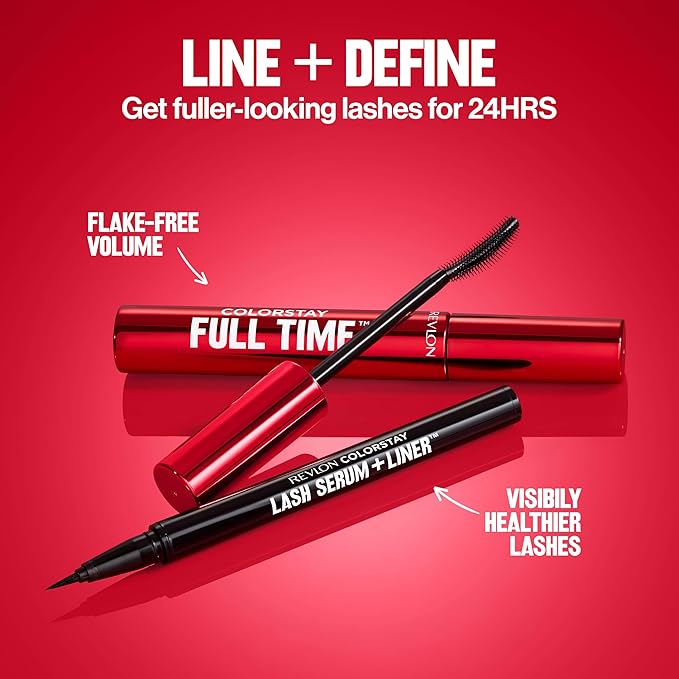 Revlon ColorStay Full Time Volumizing Mascara, 24 Hour Wear, Smudge-Proof, Non-Clumping, Flake-Free, Stocking Stuffer for Her, 411 Blackest Black, Waterproof