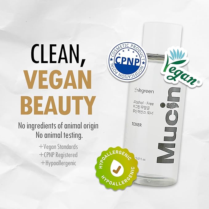 VEEGREEN Alcohol-Free Mucin Essence Toner 5 fl oz, K-Beauty Hydrating Facial Toner with Wild Yam Extract, Calming, Glass Skin Glow, All Skin Types